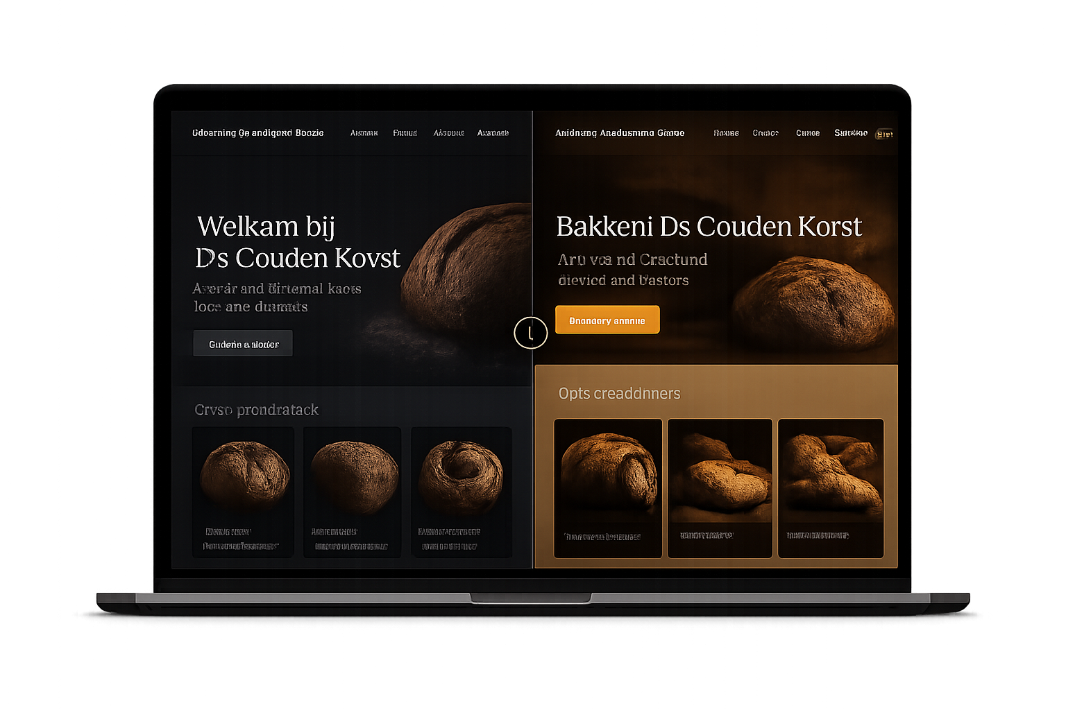 Voor en na: website van Bakkery De Gouden Korst